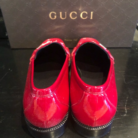 GUCCI LOAFERS NWT red patent leather/silver hardware Size-8 - Picture 12 of 15